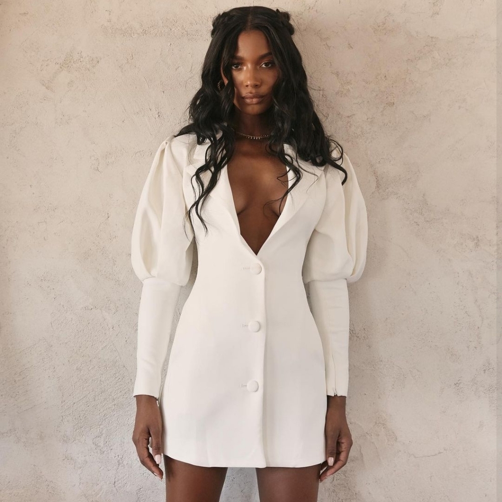 NWT House of CB Saint Jean Blazer Dress White Small